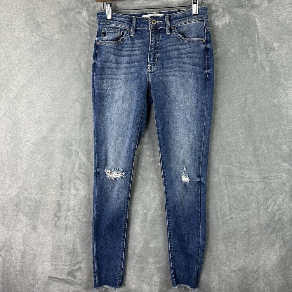 kancan skinny jeans 28 womens Blue Stretch Distressed Denim 26 (27x27)
